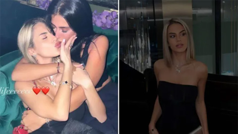 Con gái của Pep ôm hôn thân mật bạn nữ